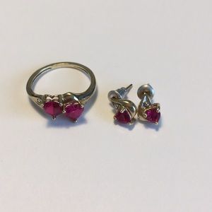 Ruby ring and earring set